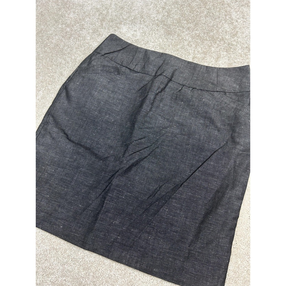 Patrick Christopher Skirt Womens 4 Gray Linen Blend Pencil Knee Length Lined Zip